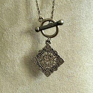 Lia Sophia Pendant Necklace Matte Gold Tone Toggle Closure